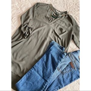Lush olive green tunic blouse